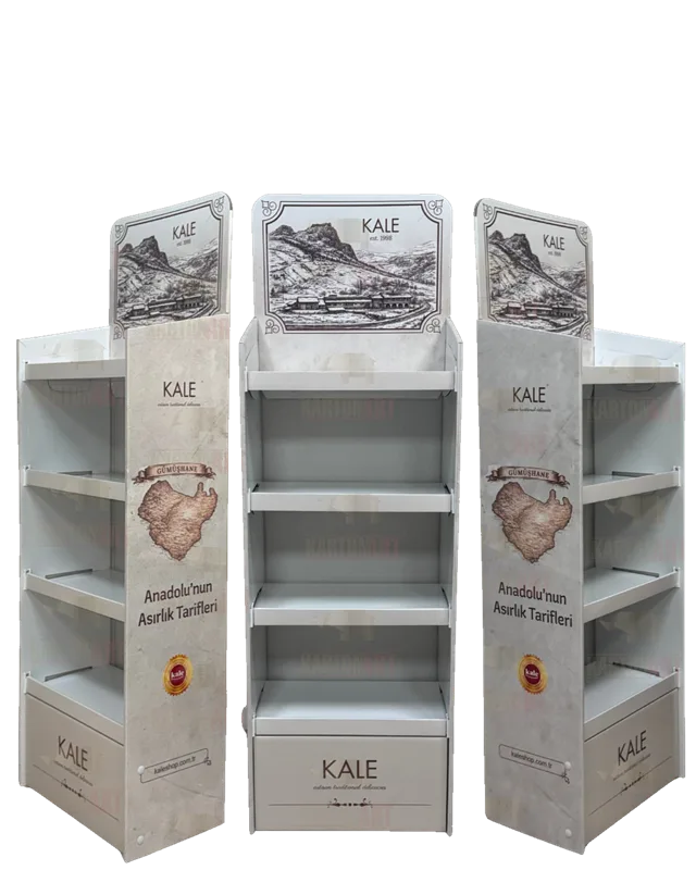 3 Yönlü Raflı Karton Stand Gıda – Karton Art