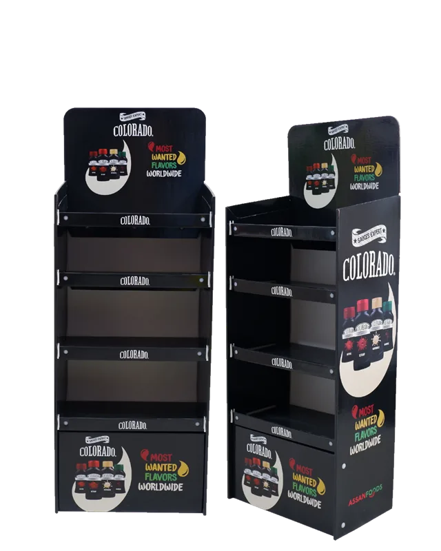 4 Raflı Siyah Karton Stand – Karton Art